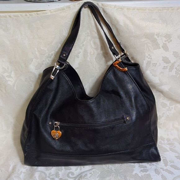 Lulu Guinness Black Faux LeatherTote Shoulder Bag - Picture 1 of 14